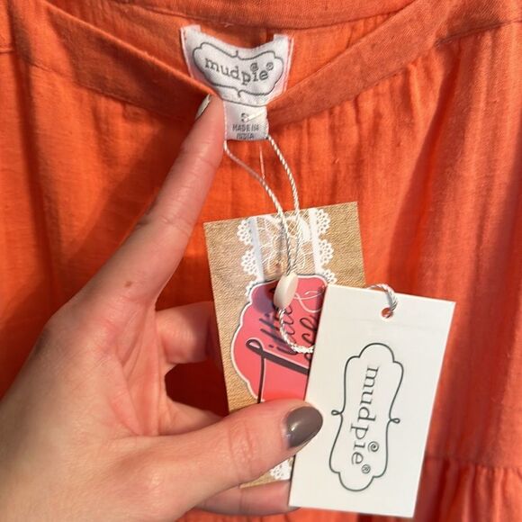 Mud Pie Sydney Orange Square Neck Gauze Babydoll Tiered Boho Top - Picture 5 of 7